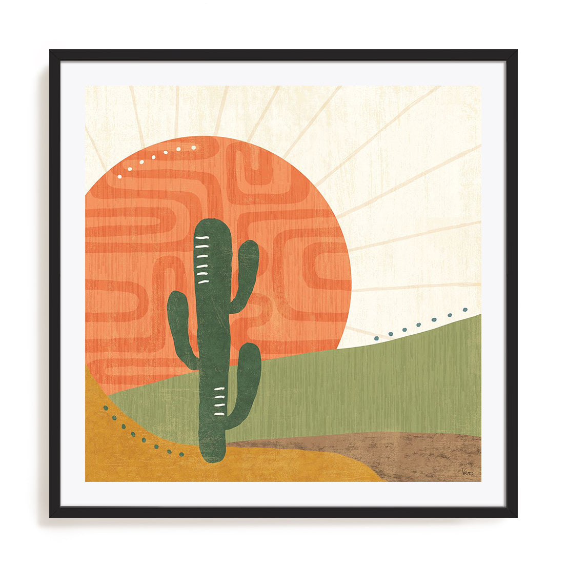 Cool Cacti V Framed Wall Art for Living Room, Bedroom, Hallways and Kitchen Spaces