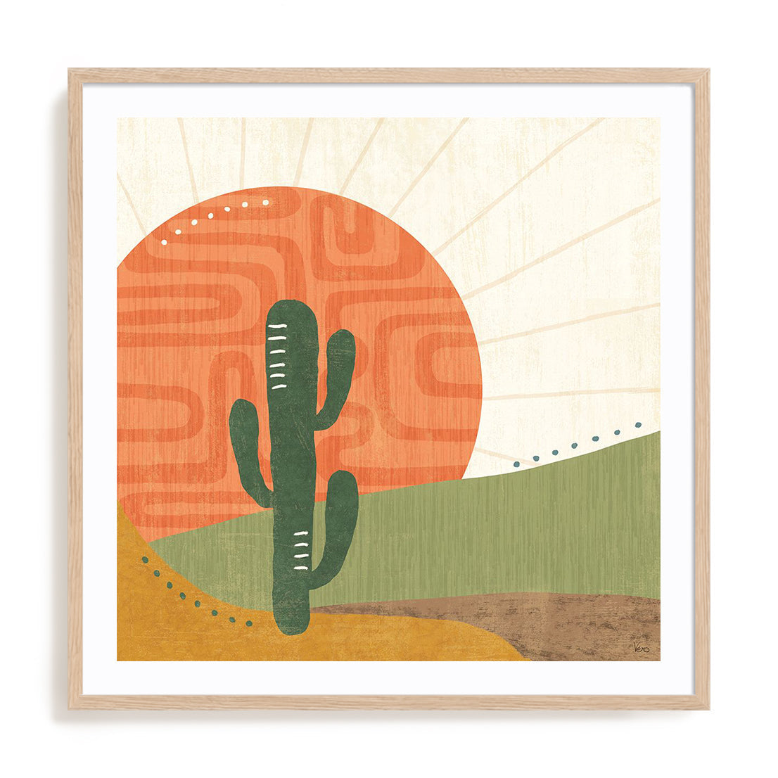 Cool Cacti V Framed Wall Art for Living Room, Bedroom, Hallways and Kitchen Spaces