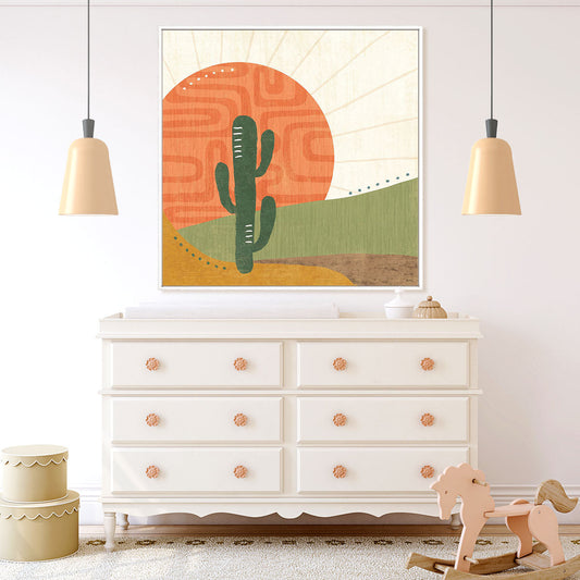 Cool Cacti V Framed Wall Art for Living Room, Bedroom, Hallways and Kitchen Spaces
