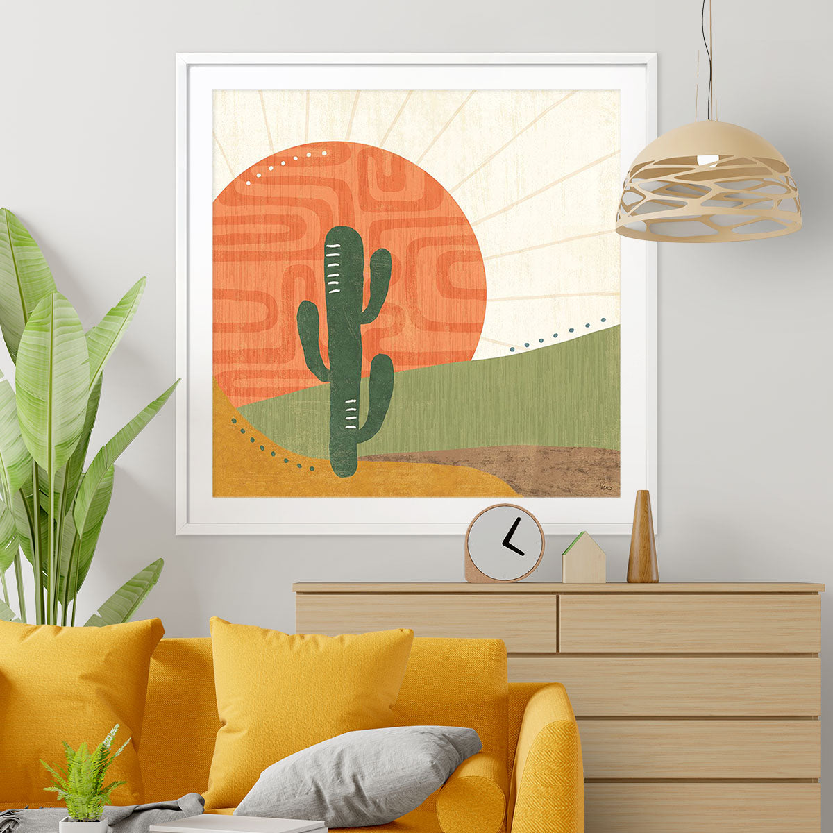 Cool Cacti V Framed Wall Art for Living Room, Bedroom, Hallways and Kitchen Spaces