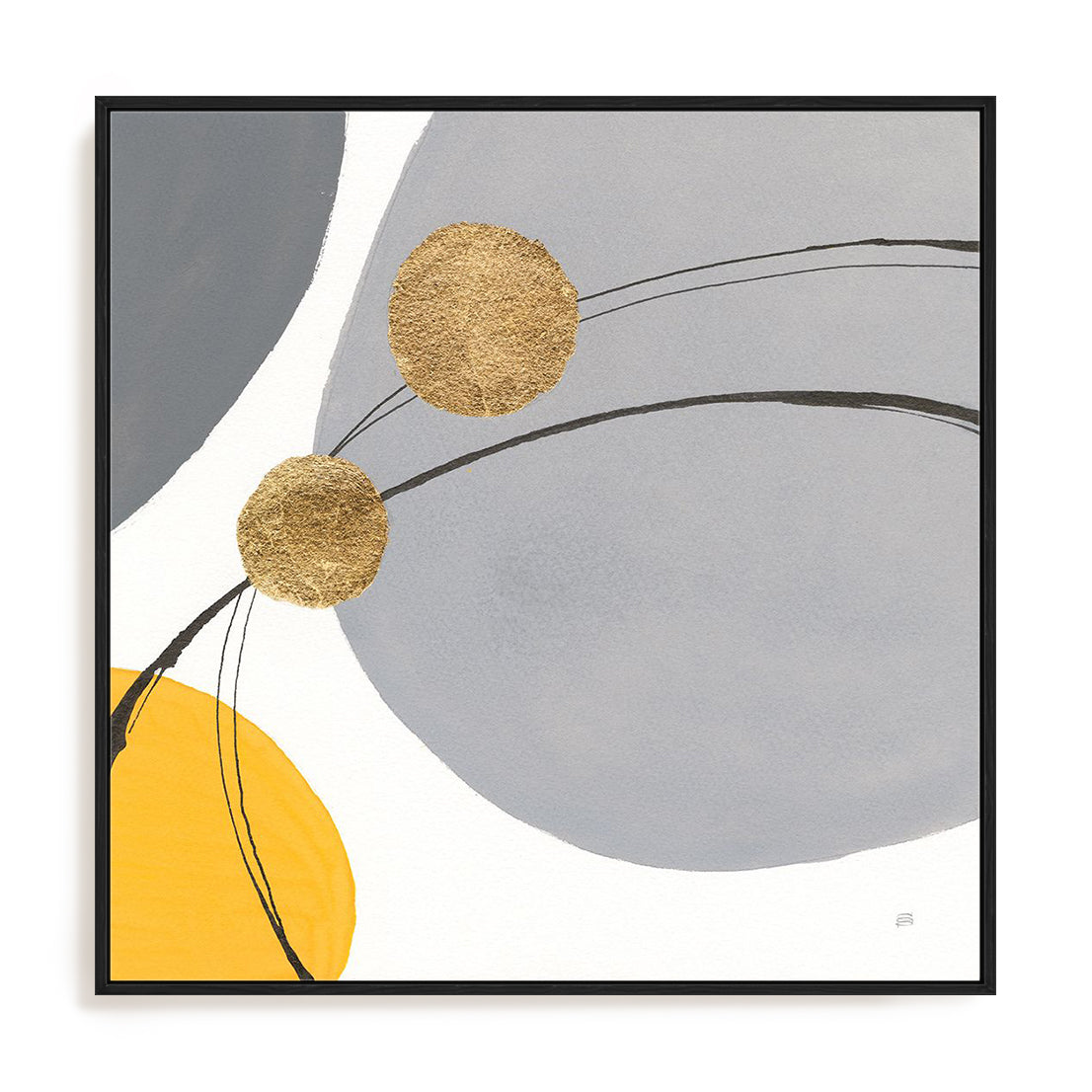 Golden Orbs I Framed Wall Art for Living Room, Bedroom, Hallways and Kitchen Spaces