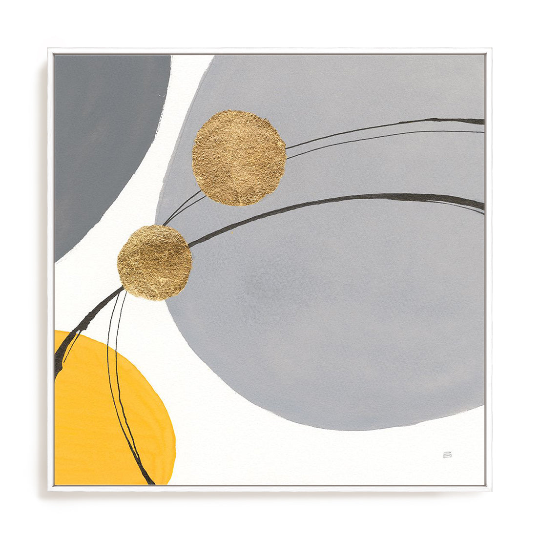 Golden Orbs I Framed Wall Art for Living Room, Bedroom, Hallways and Kitchen Spaces