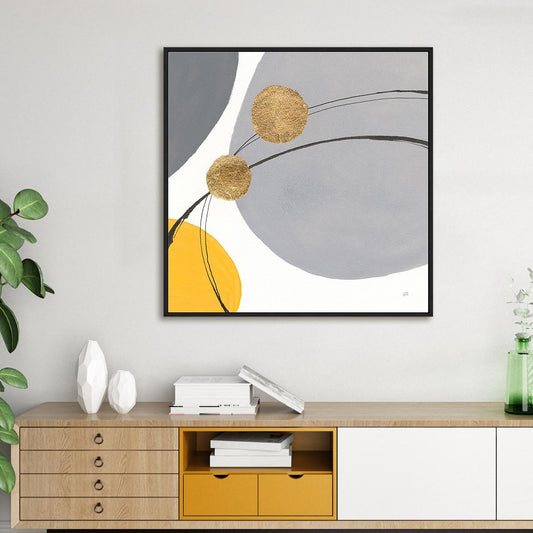Golden Orbs I Framed Wall Art for Living Room, Bedroom, Hallways and Kitchen Spaces