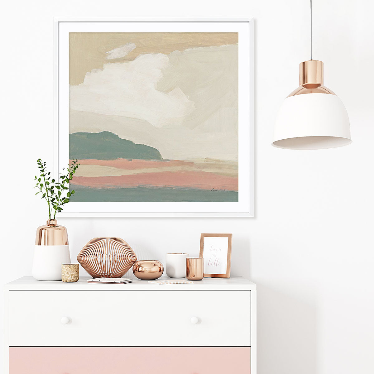 Pastel Landscape Framed Wall Art for Living Room, Bedroom, Hallways and Kitchen Spaces