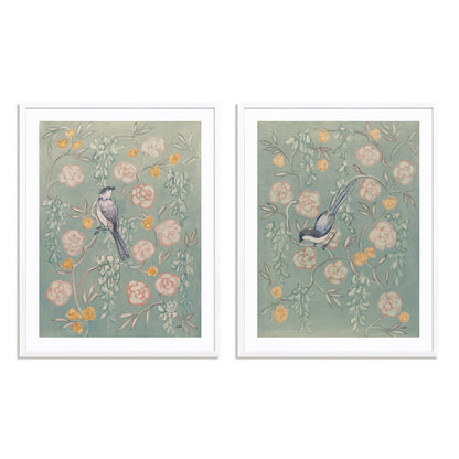 Heirloom Chinoiserie Bird Pastel I and II Wall Art
