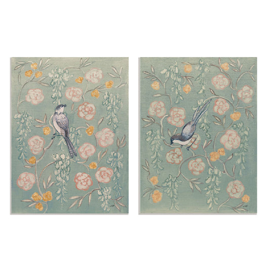 Heirloom Chinoiserie Bird Pastel I and II Wall Art