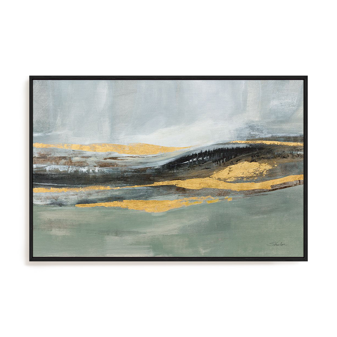 Sparkling Snow Green Art in Stretched Canvas, Framed Print Under Glass, and Gallery Wrapped Shadow Box Canvas