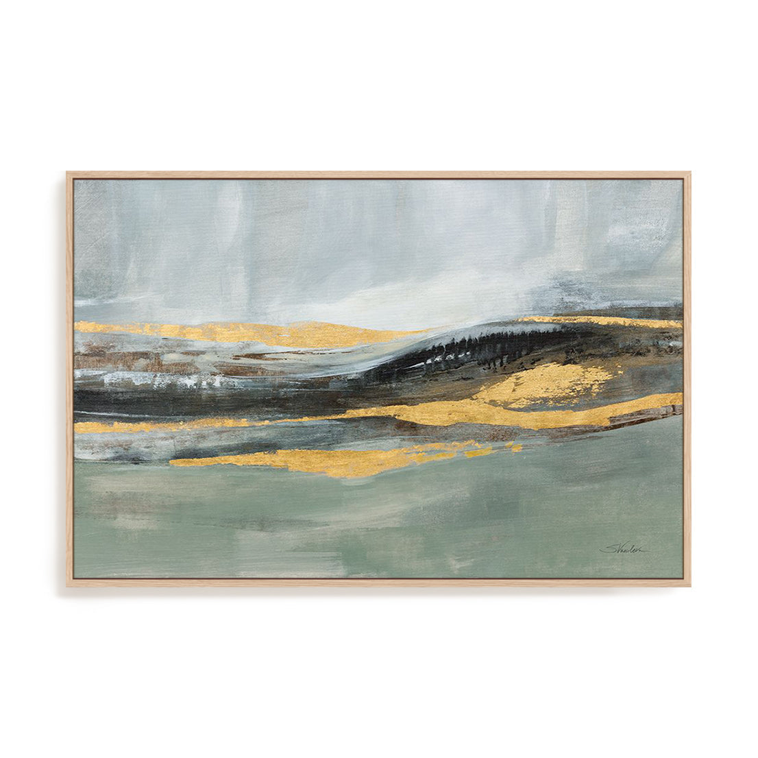 Sparkling Snow Green Art in Stretched Canvas, Framed Print Under Glass, and Gallery Wrapped Shadow Box Canvas