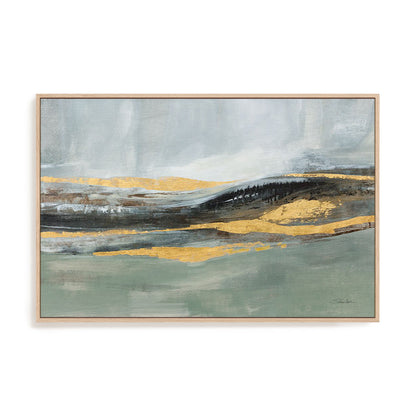 Sparkling Snow Green Art in Stretched Canvas, Framed Print Under Glass, and Gallery Wrapped Shadow Box Canvas
