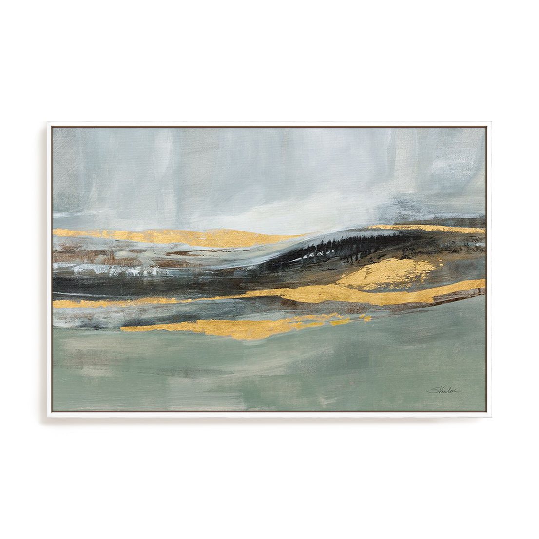 Sparkling Snow Green Art in Stretched Canvas, Framed Print Under Glass, and Gallery Wrapped Shadow Box Canvas