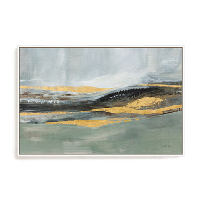 Sparkling Snow Green Art in Stretched Canvas, Framed Print Under Glass, and Gallery Wrapped Shadow Box Canvas