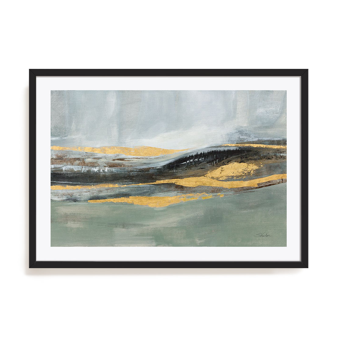Sparkling Snow Green Art in Stretched Canvas, Framed Print Under Glass, and Gallery Wrapped Shadow Box Canvas