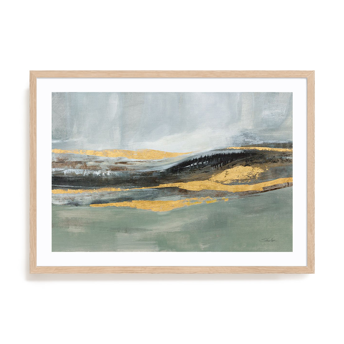 Sparkling Snow Green Art in Stretched Canvas, Framed Print Under Glass, and Gallery Wrapped Shadow Box Canvas