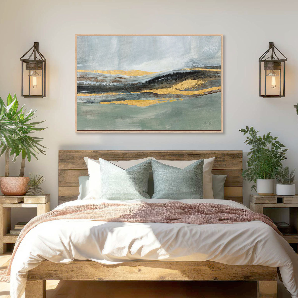 Sparkling Snow Green Art in Stretched Canvas, Framed Print Under Glass, and Gallery Wrapped Shadow Box Canvas