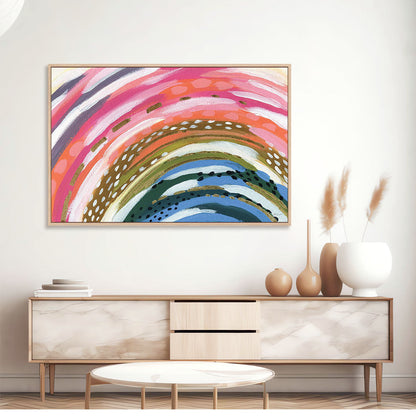Rainbow Splash Art in Stretched Canvas, Framed Print Under Glass, and Gallery Wrapped Shadow Box Canvas
