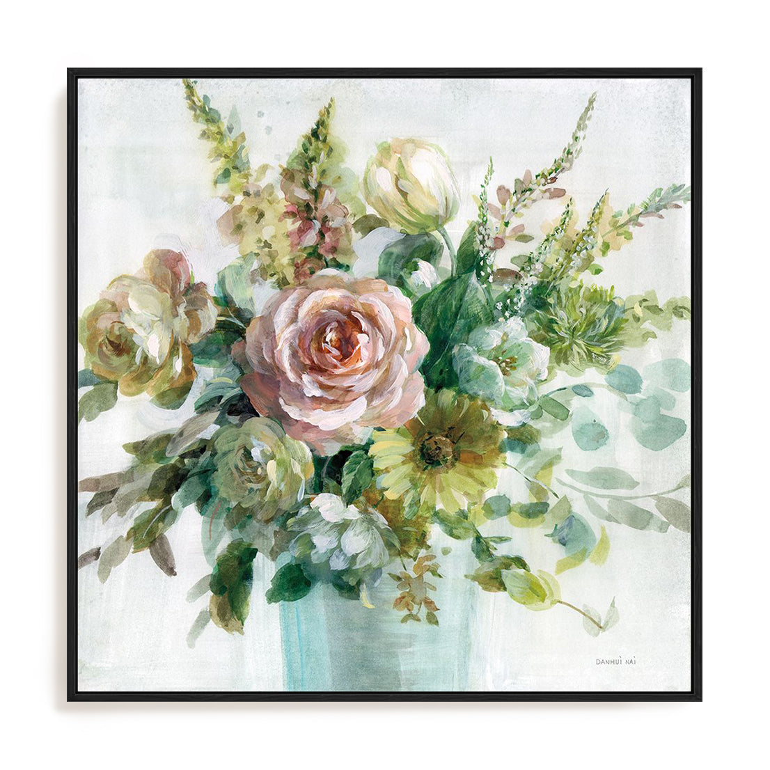 Sage and Peach Flowers II Wall Art