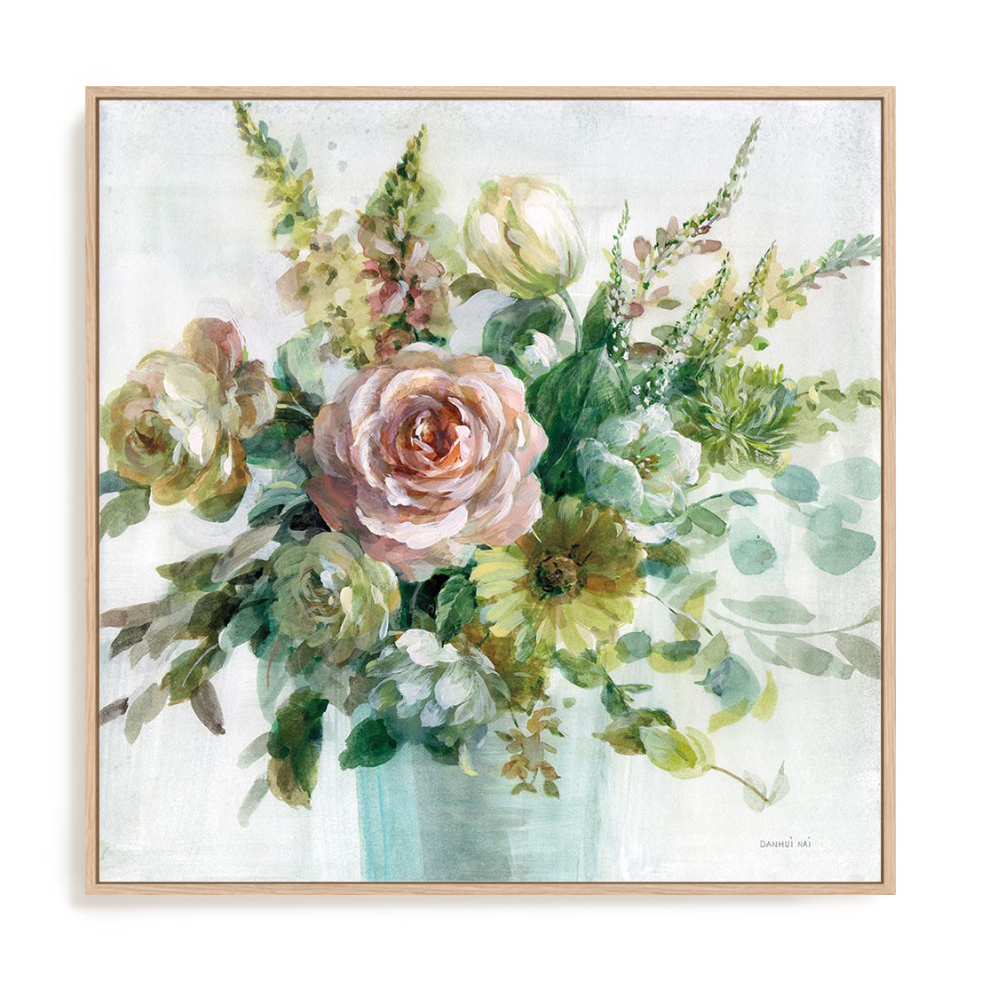 Sage and Peach Flowers II Wall Art