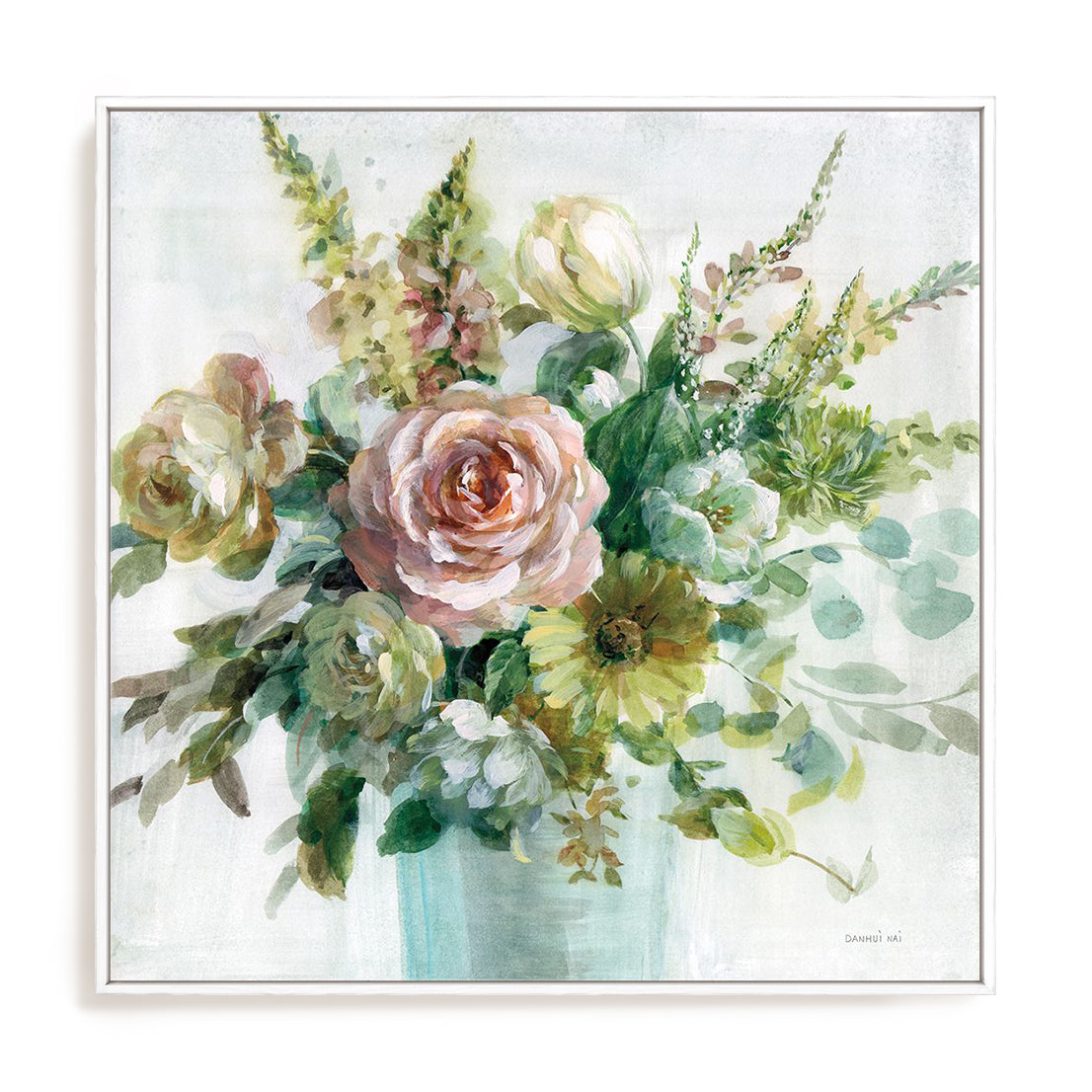 Sage and Peach Flowers II Wall Art