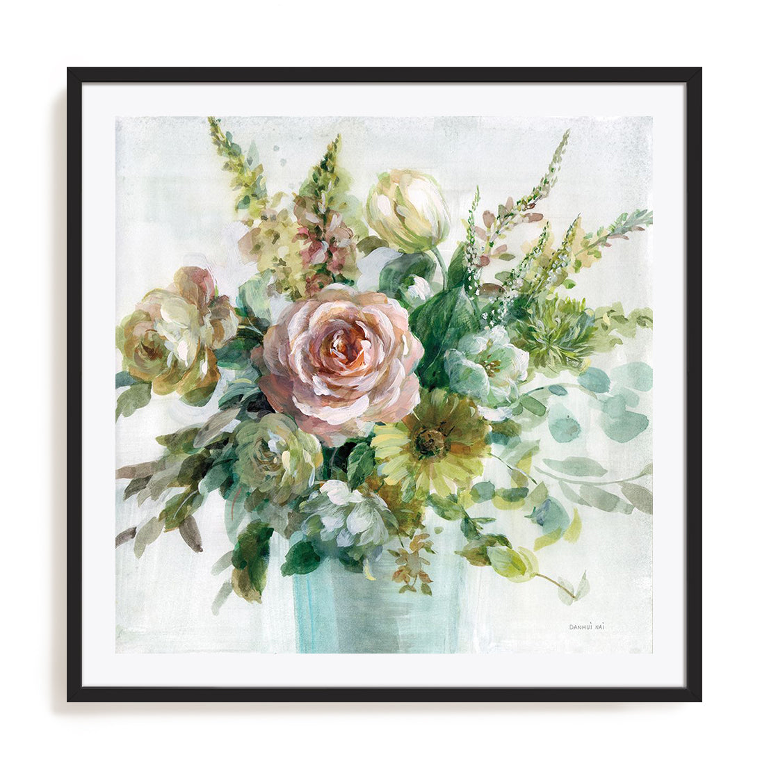 Sage and Peach Flowers II Wall Art