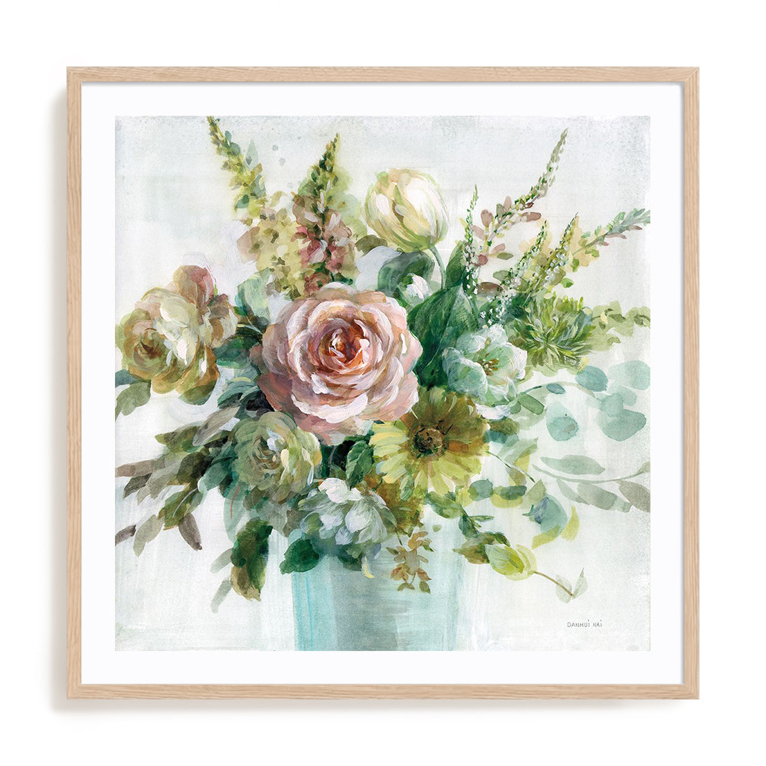 Sage and Peach Flowers II Wall Art