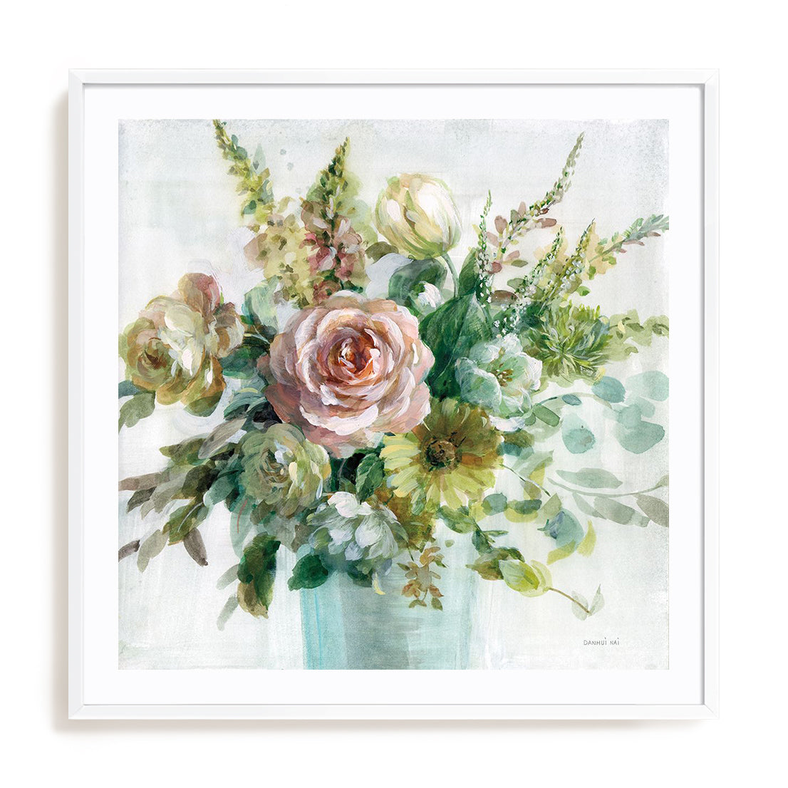 Sage and Peach Flowers II Wall Art
