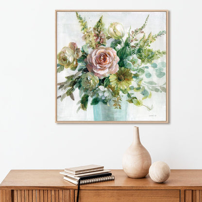 Sage and Peach Flowers II Wall Art