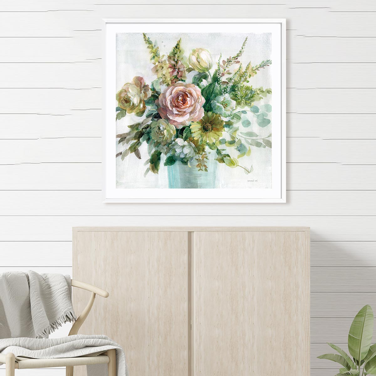 Sage and Peach Flowers II Wall Art