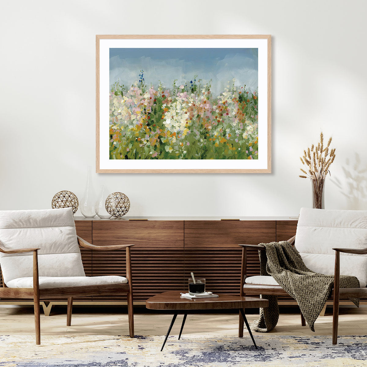 Tranquil Field Art in Stretched Canvas, Framed Print Under Glass, and Gallery Wrapped Shadow Box Canvas